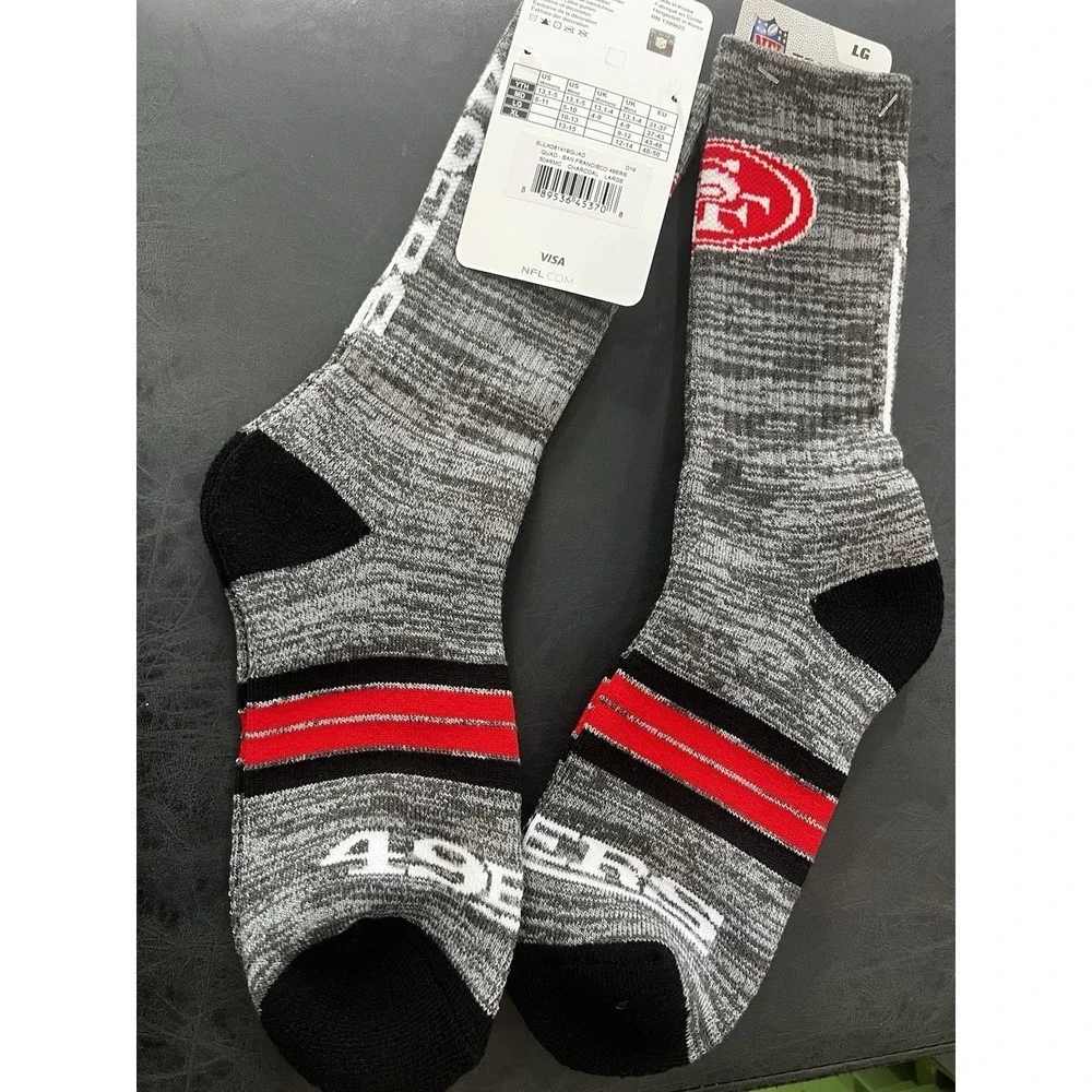 2 Pair! NFL San Francisco 49ers Socks Men's Large Gift Fanatic football Fan